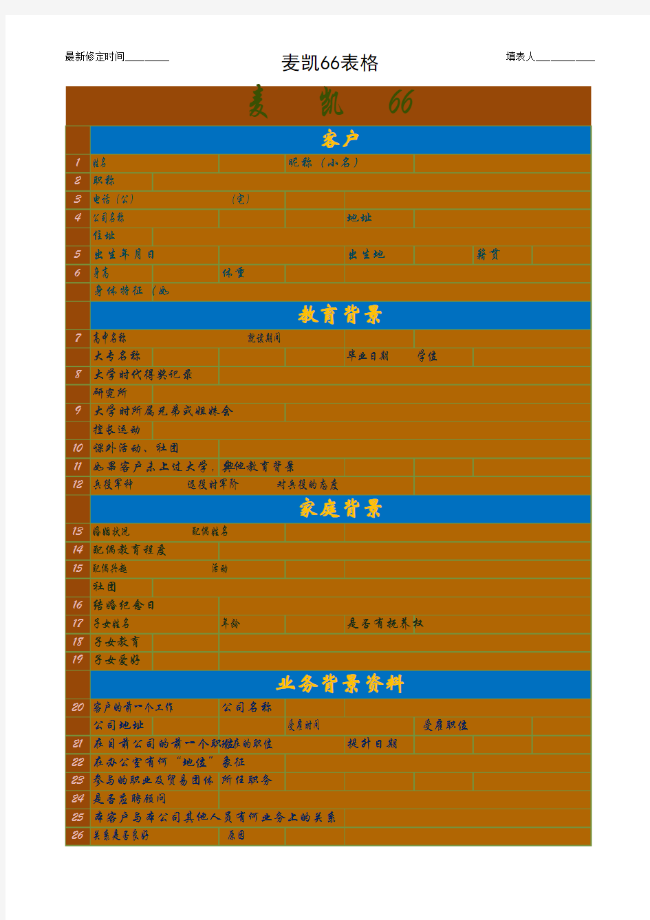 麦凯66表格美化版