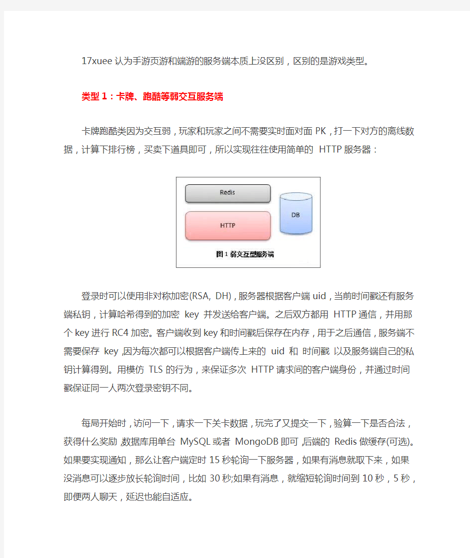 端游及手游服务端的常用架构