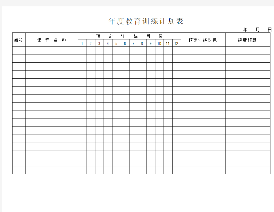 年度教育训练计划表