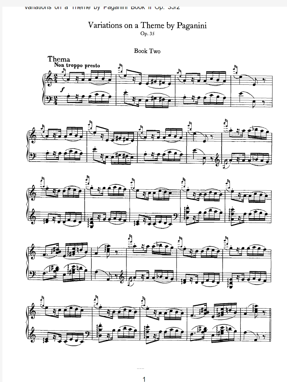 帕格尼尼主题变奏曲(Brahms)乐谱