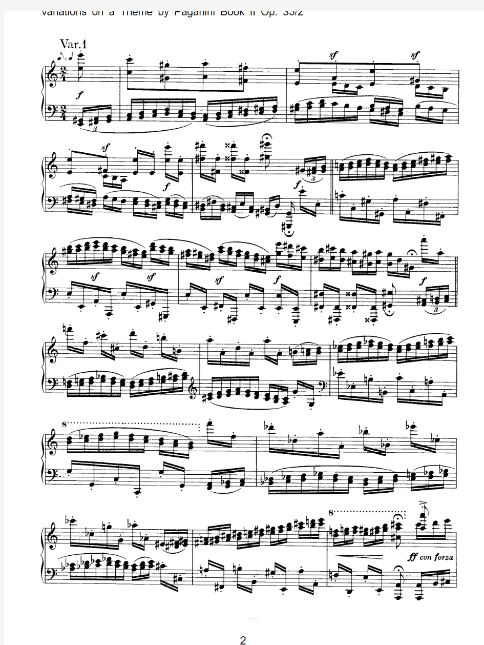 帕格尼尼主题变奏曲(Brahms)乐谱