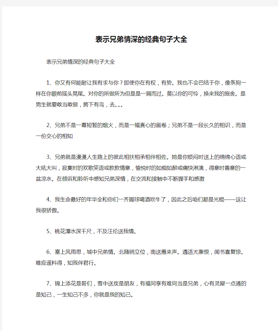 表示兄弟情深的经典句子大全