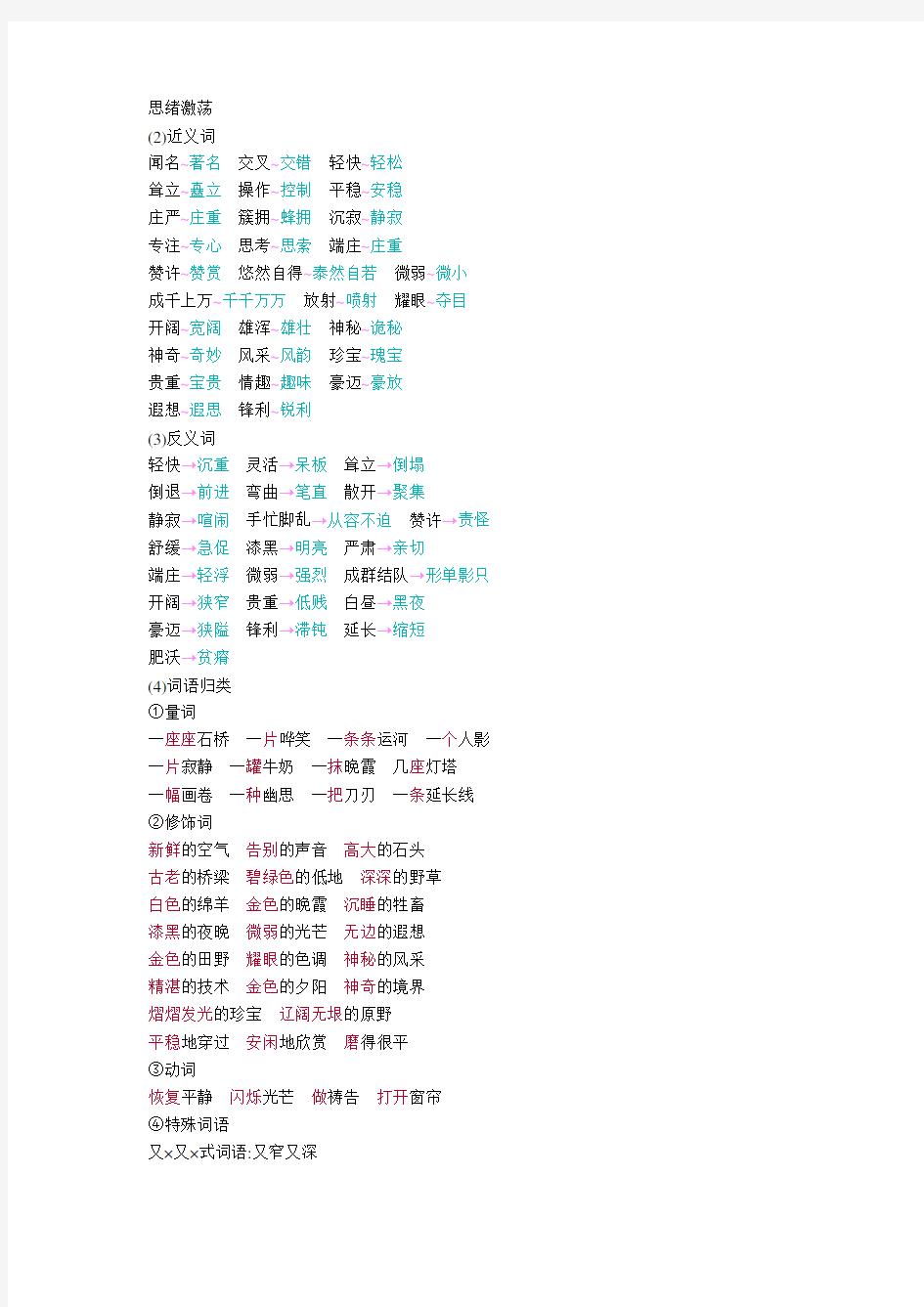 部编版语文五年级下册：第七单元知识小结知识点归纳