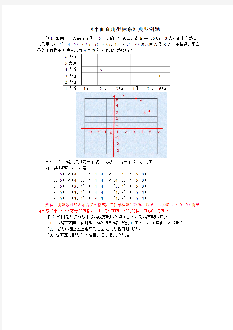 平面直角坐标系典型例题