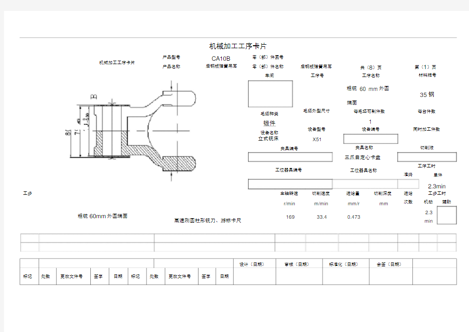 后钢板弹簧吊耳工序卡