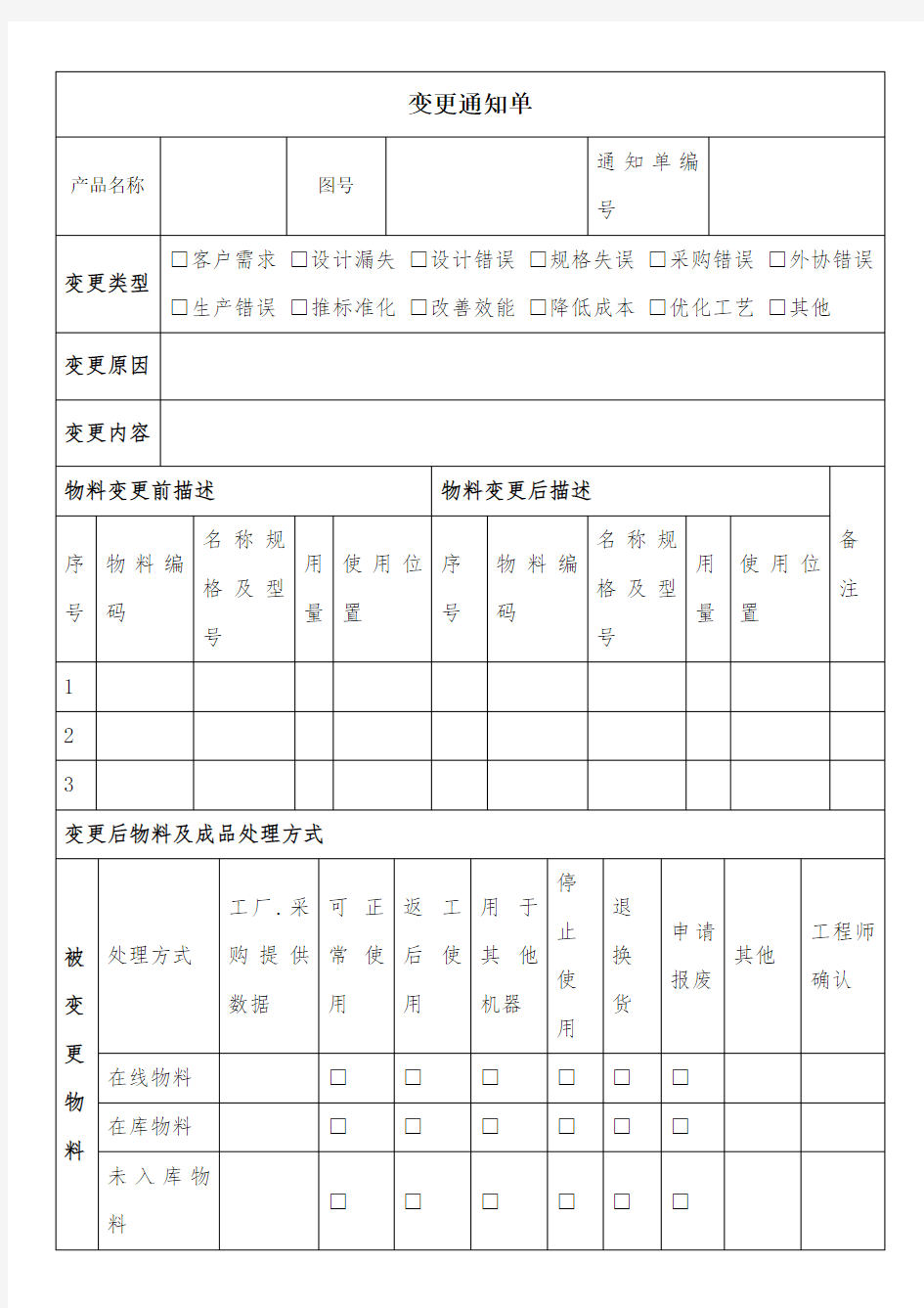 变更通知单