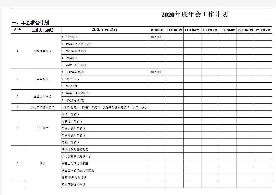 2020年年会工作计划表