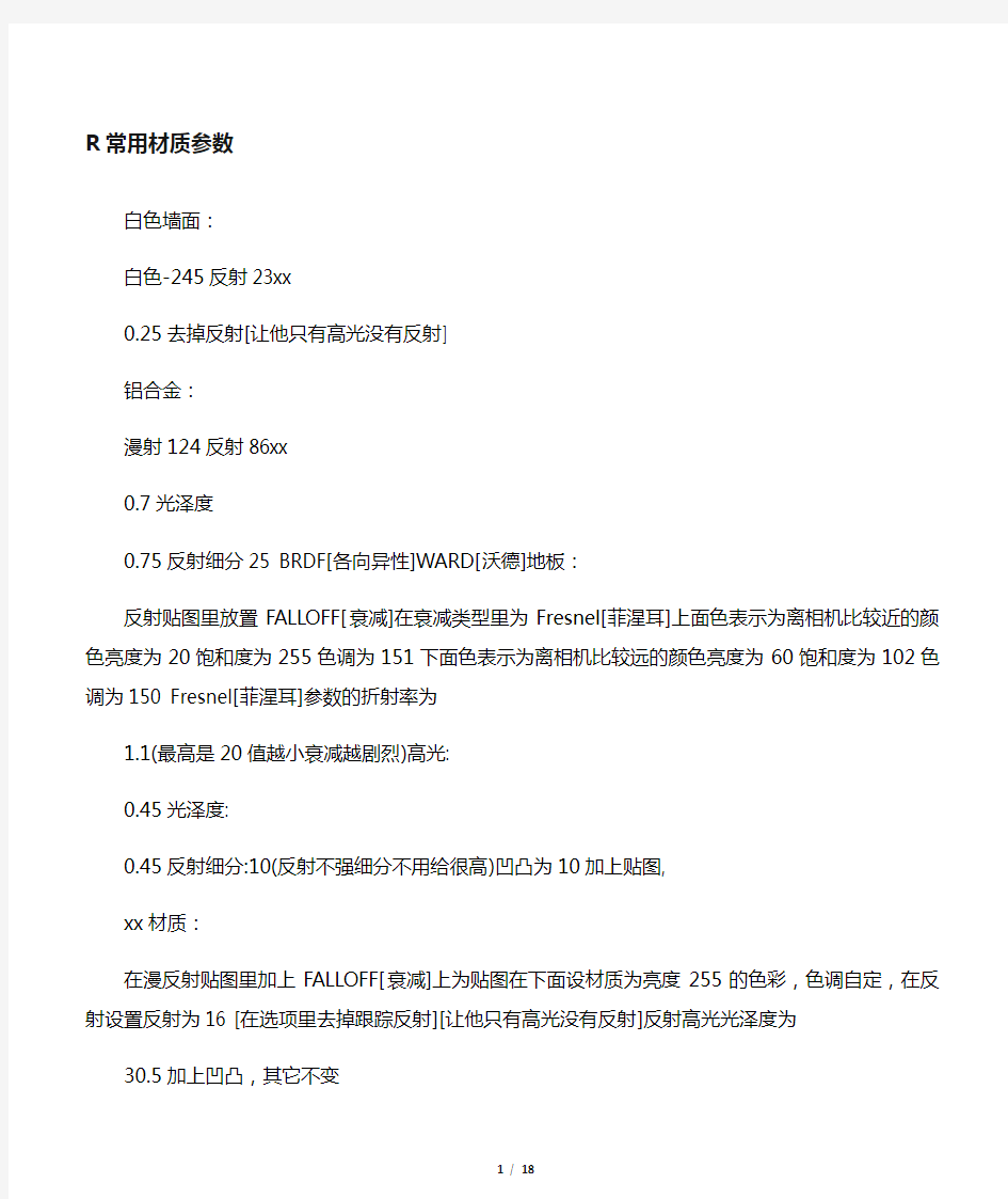 su  渲染材质参数