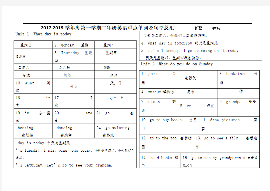 (完整)北京版英语二年级上册