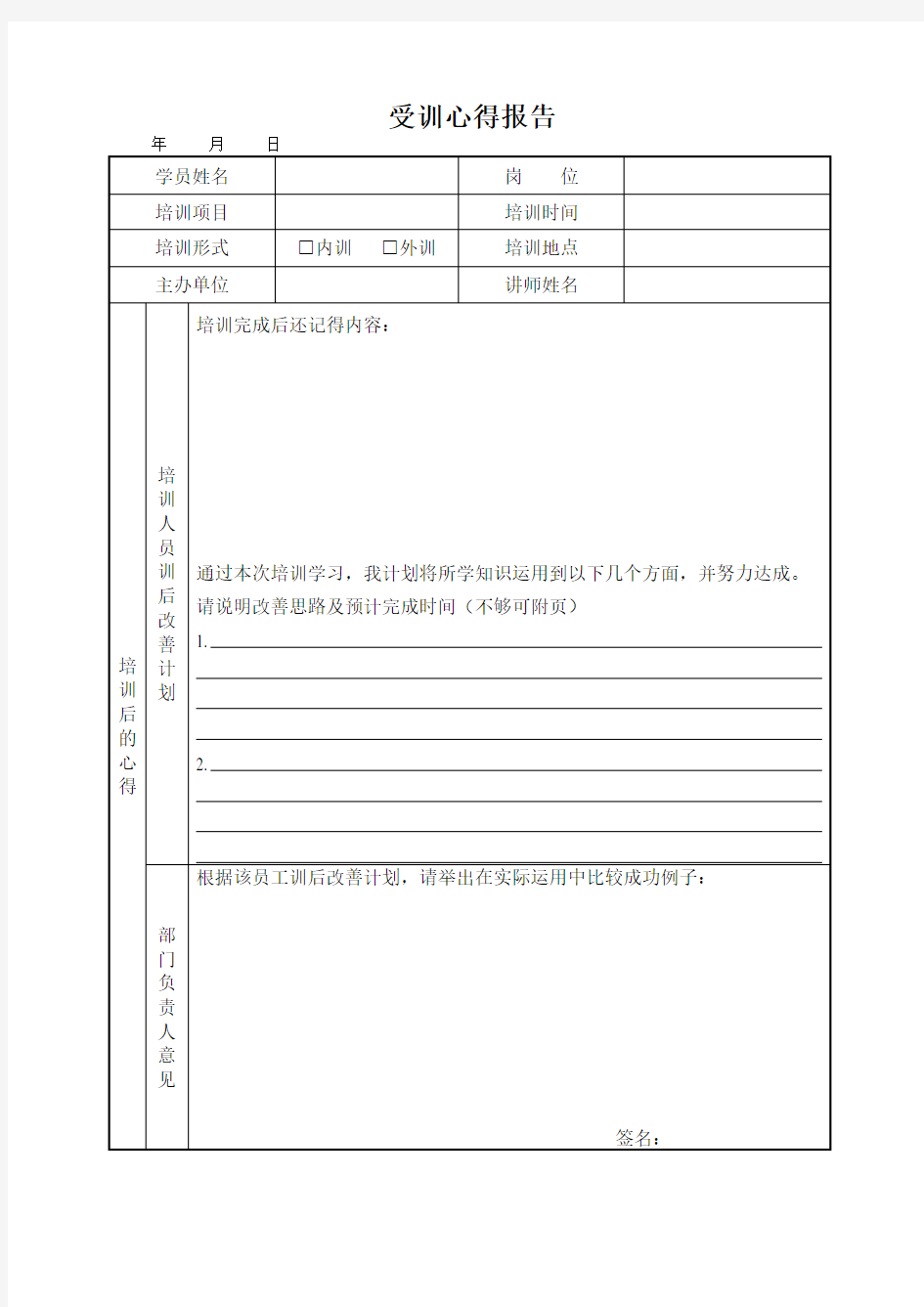 受训心得报告