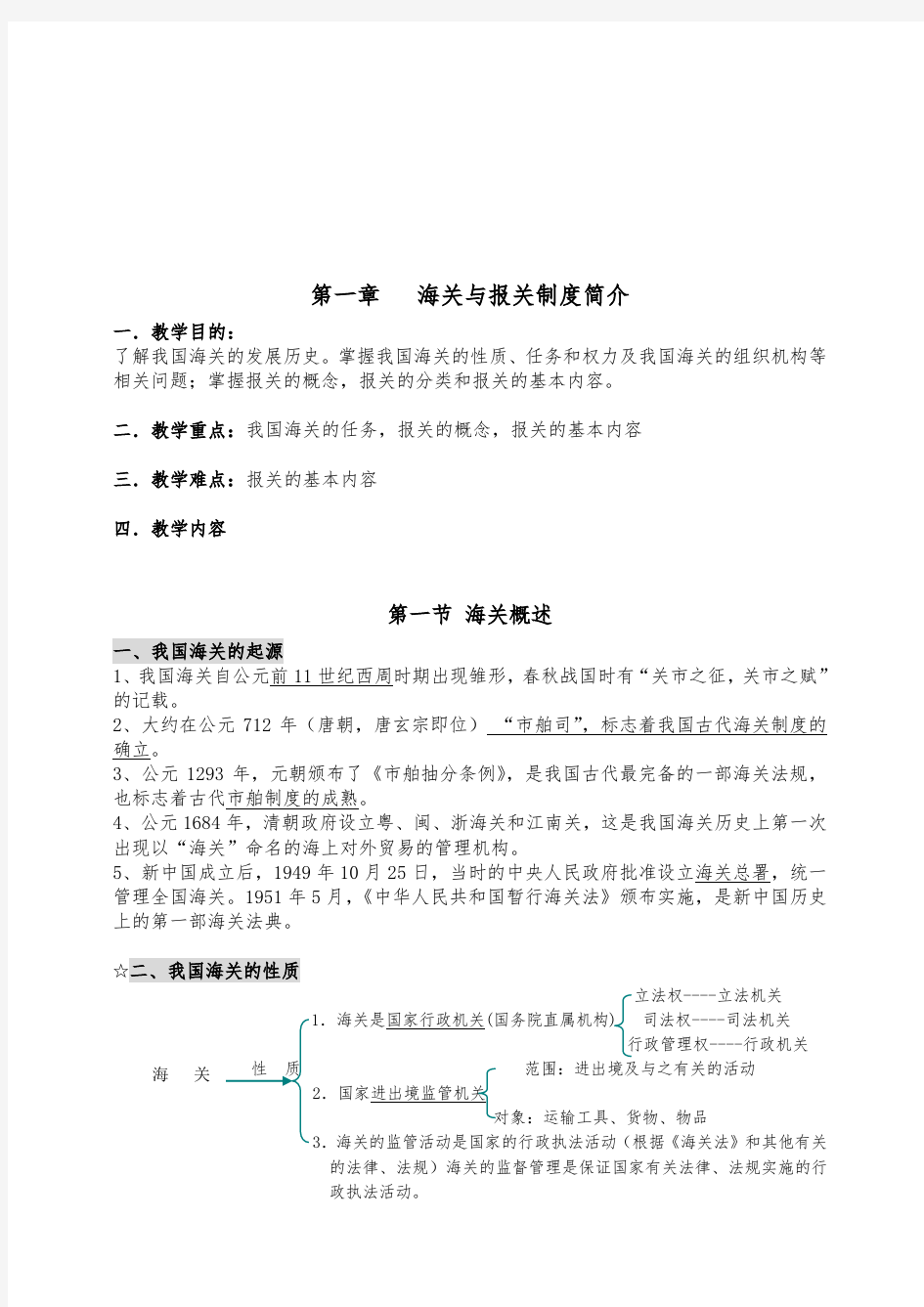 海关和报关制度简介