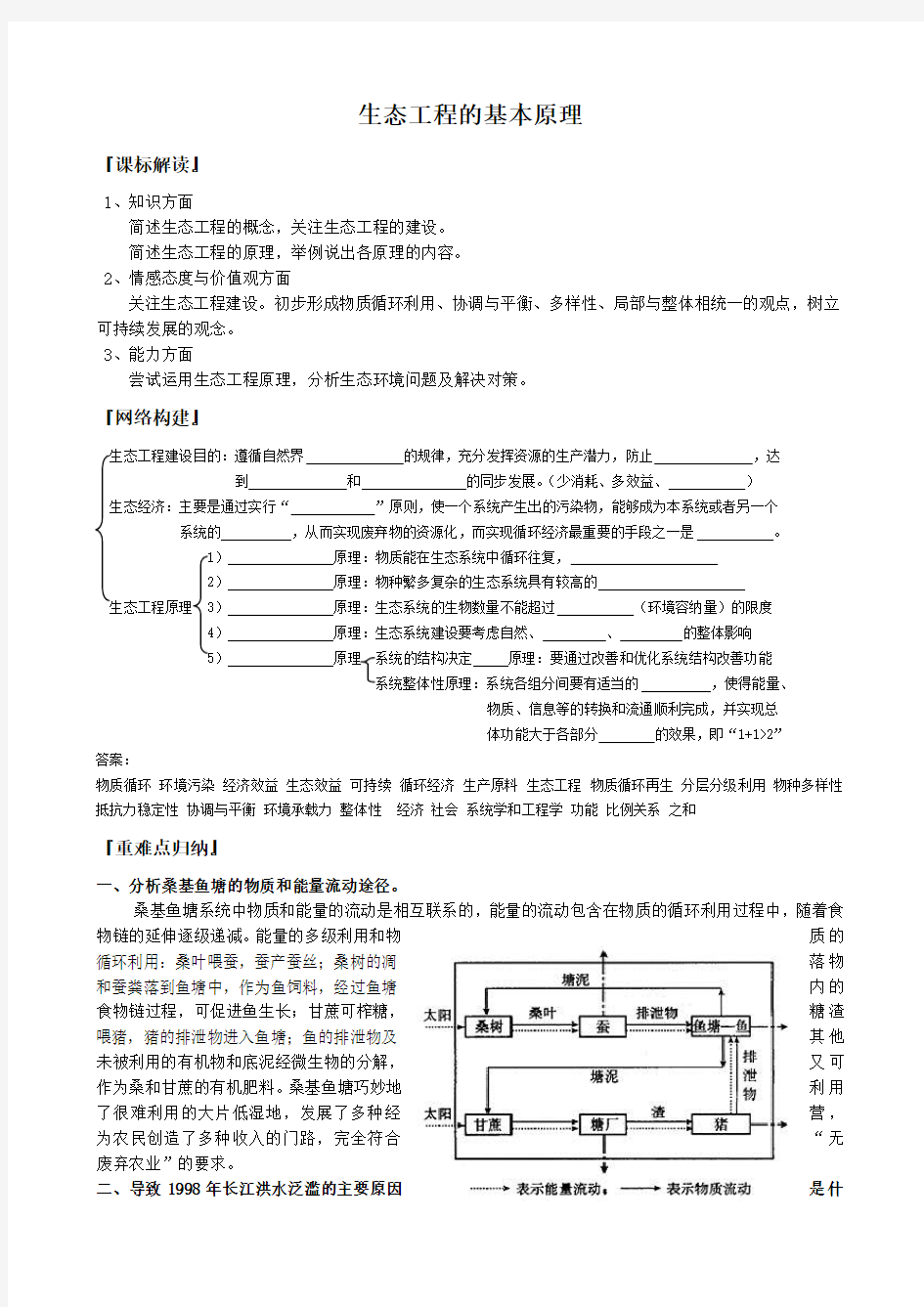 新人教版高中生物选修3生态工程的基本原理