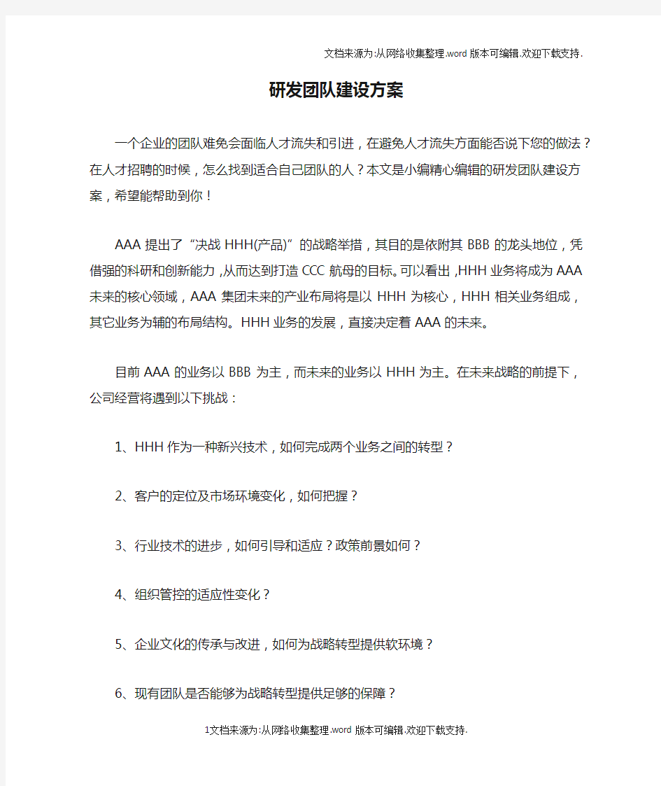 研发团队建设方案