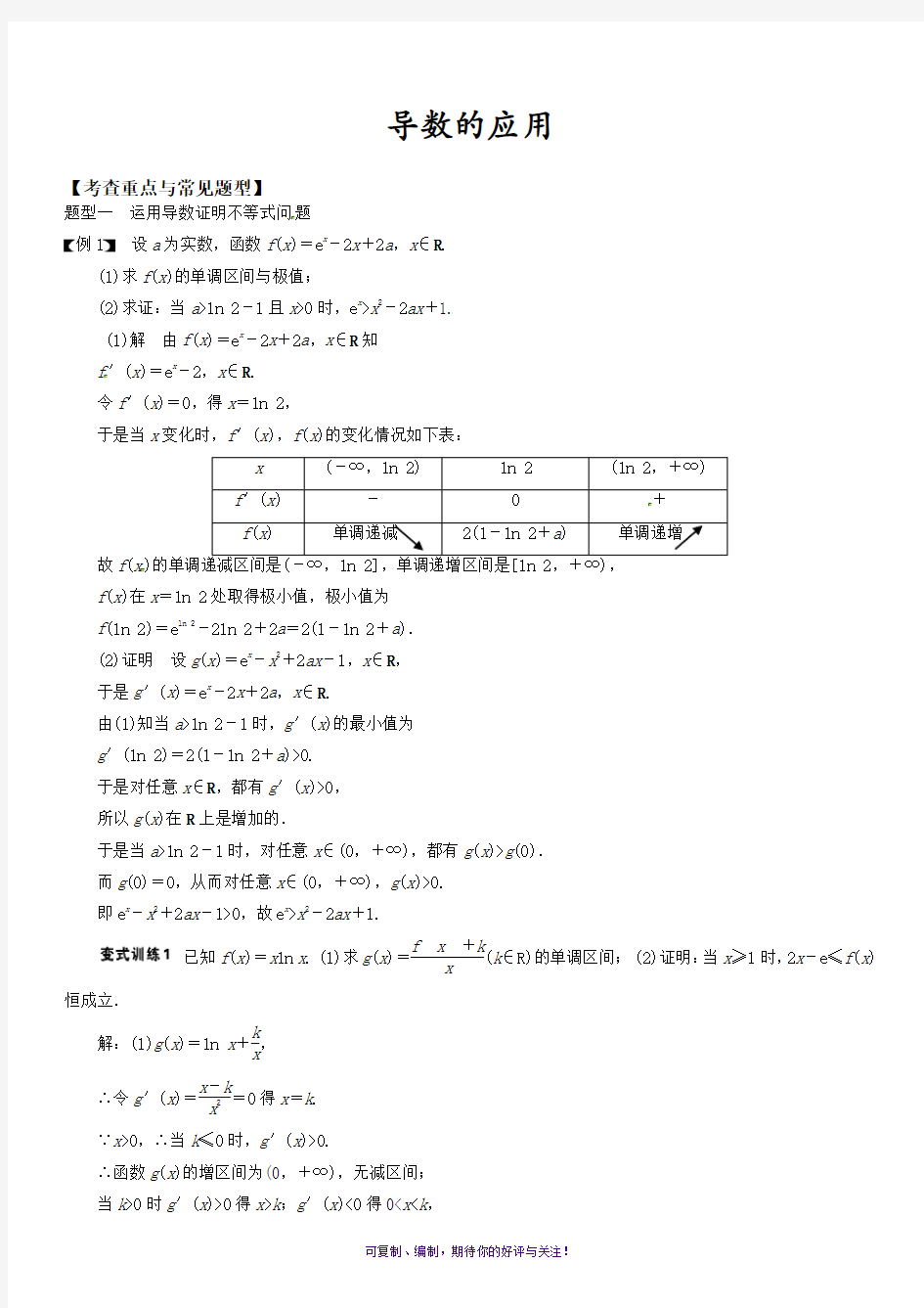 导数的不等式恒成立问题