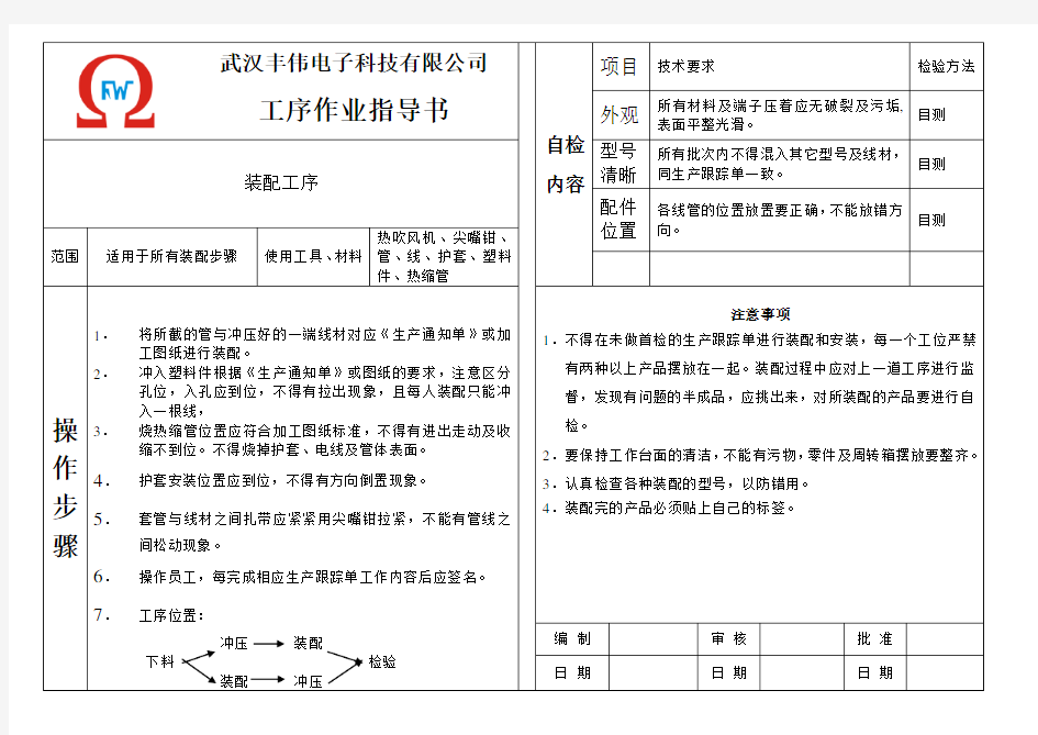 工序作业指导书