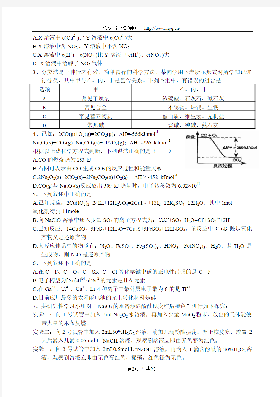 2010年湖北省高中化学竞赛初赛试题、答案及评分标准(完整word版)