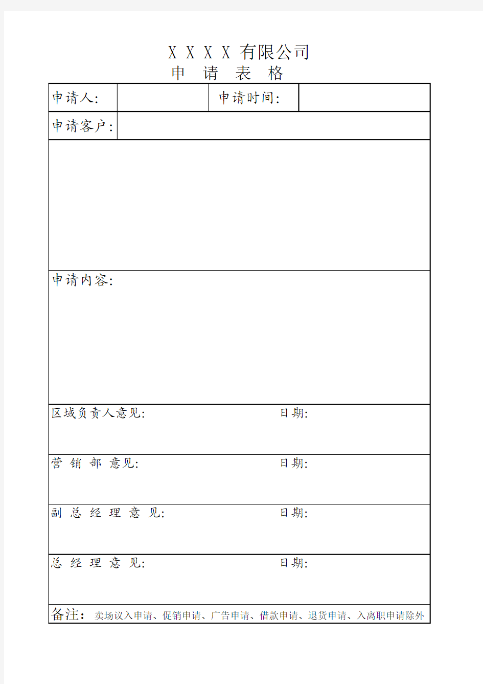 销售人员签呈申请