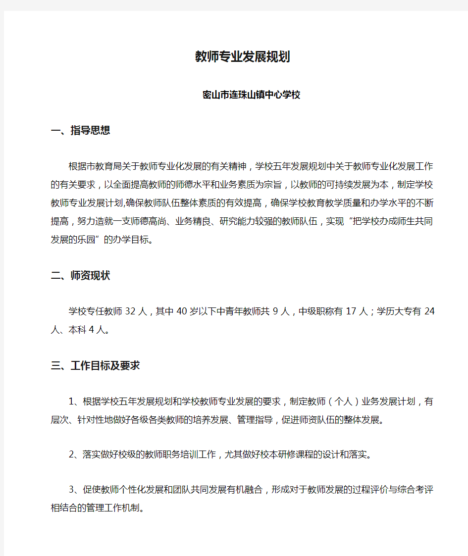 学校教师专业发展规划