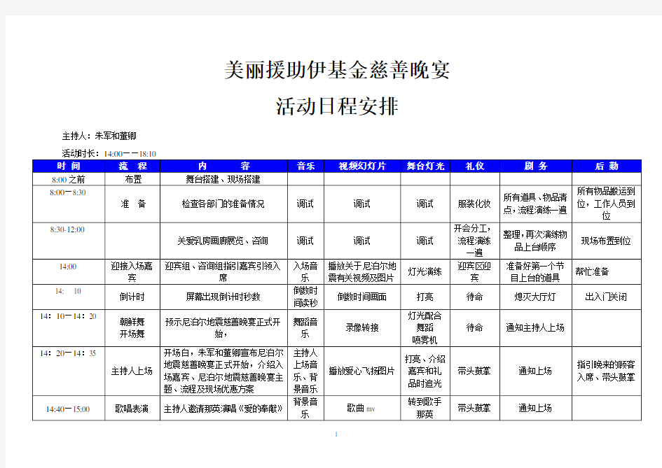 慈善晚宴活动流程