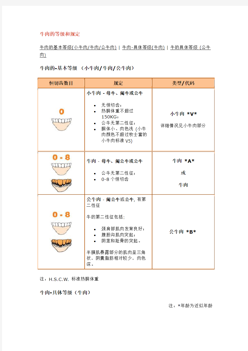 牛肉的等级和规定