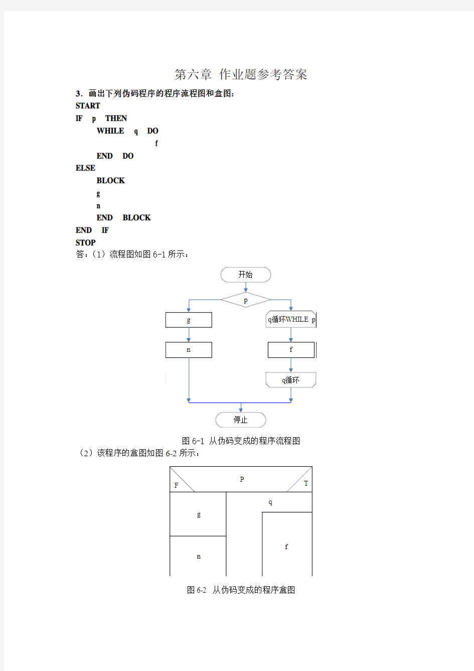 软件工程第6章 课后作业参考答案