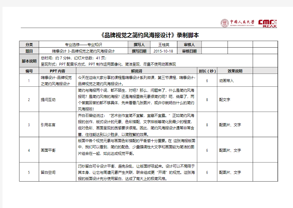 嗨爆设计3-品牌视觉之简约风海报设计+录制脚本-王桂英