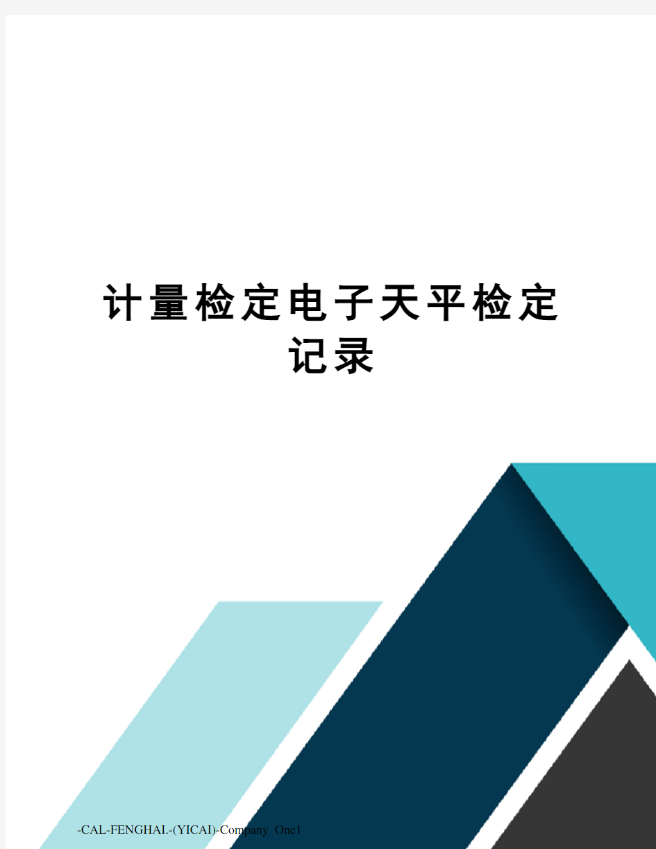 计量检定电子天平检定记录