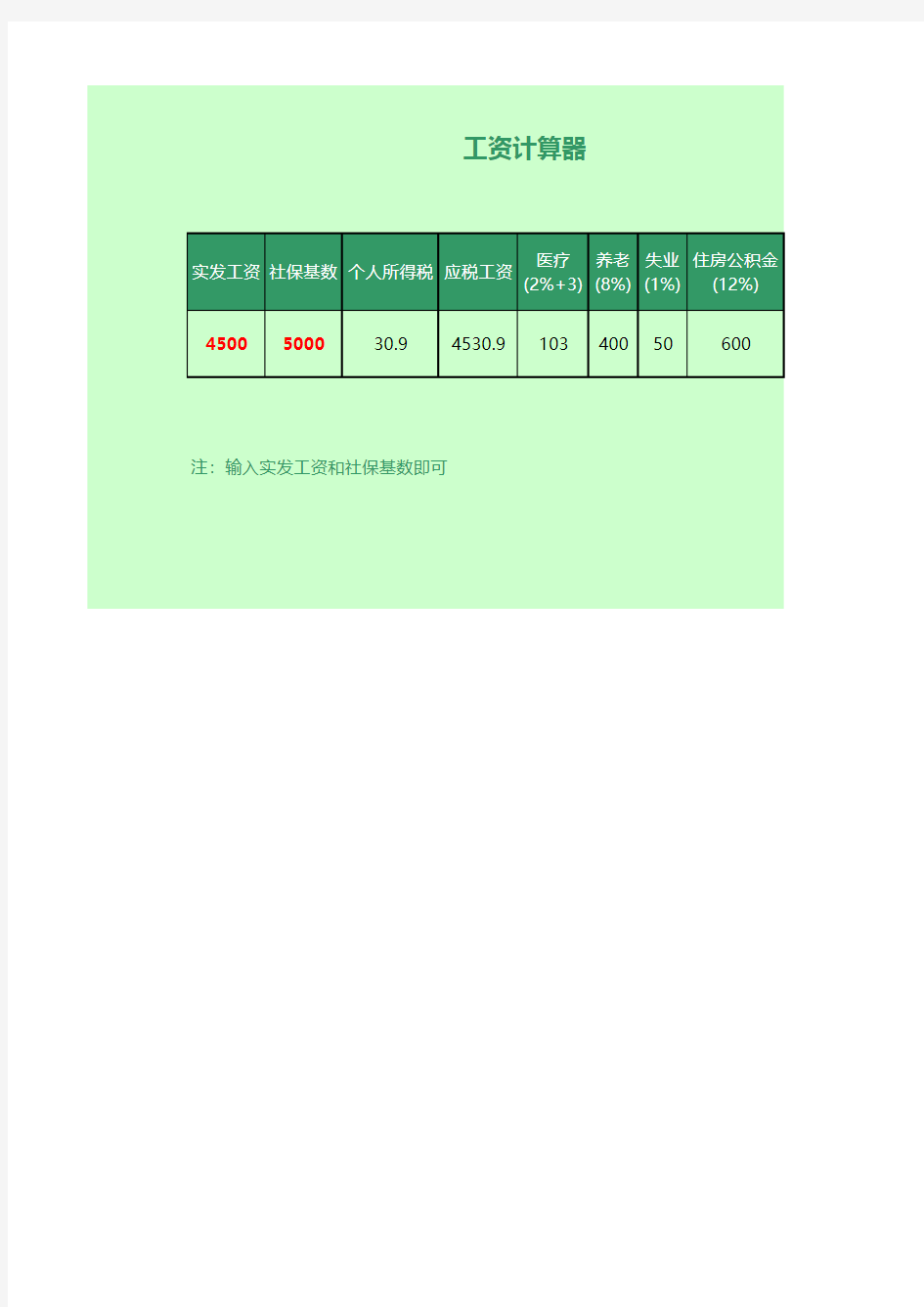 全自动社保基数工资计算器Excel模板