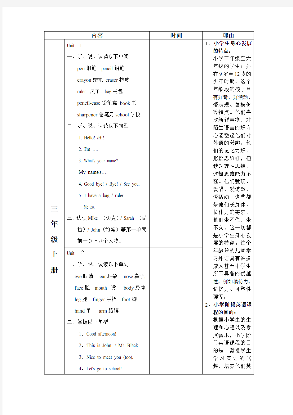 小学英语个单元词汇及句型