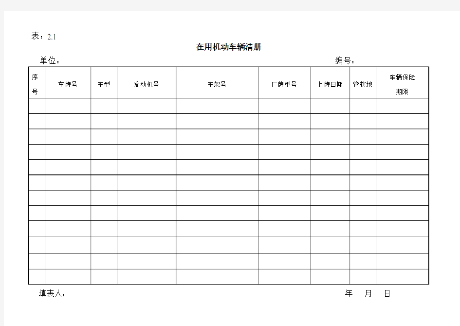 车辆管理台账模板