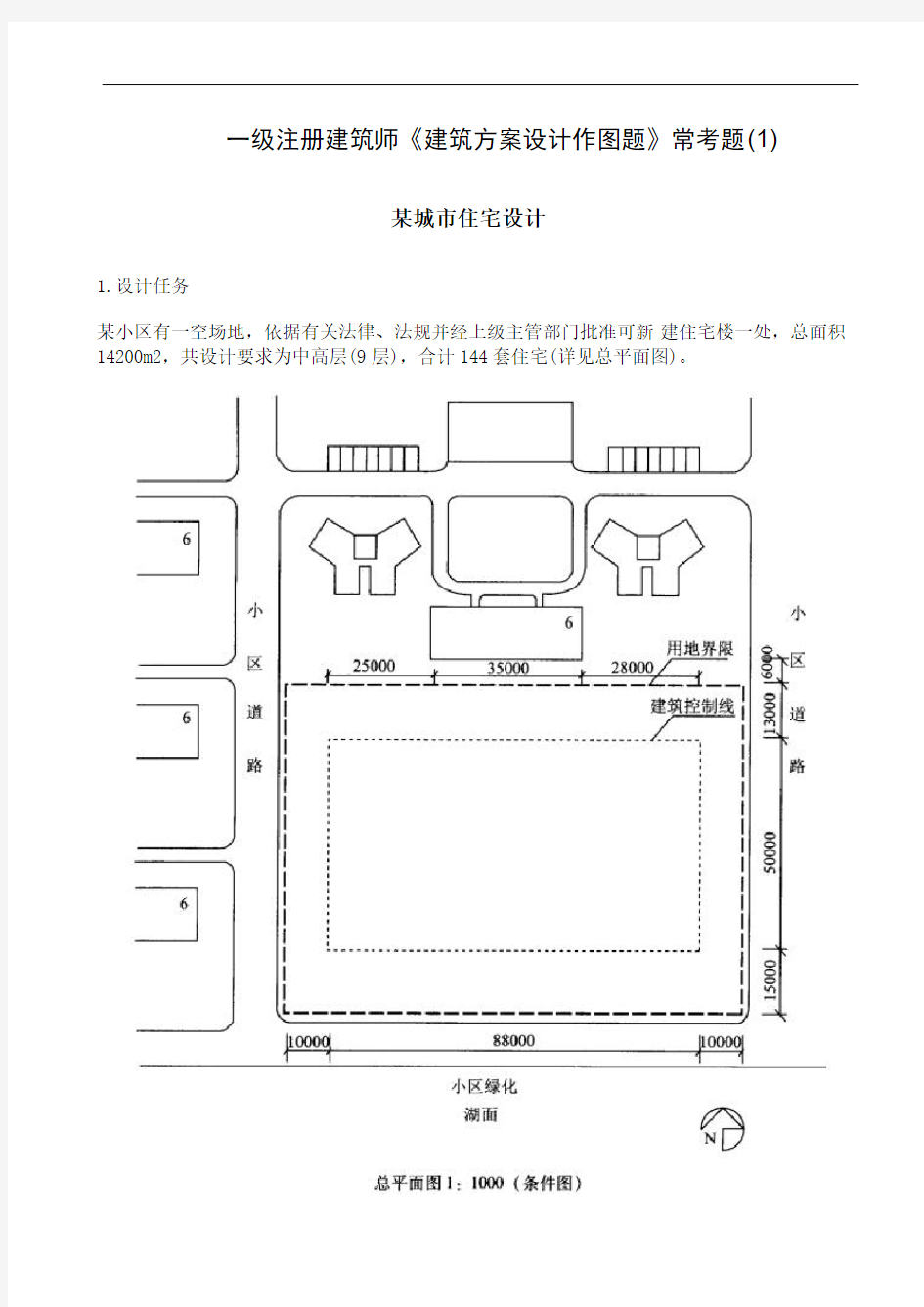 一级注册建筑师《建筑方案设计作图题》常考题(1)