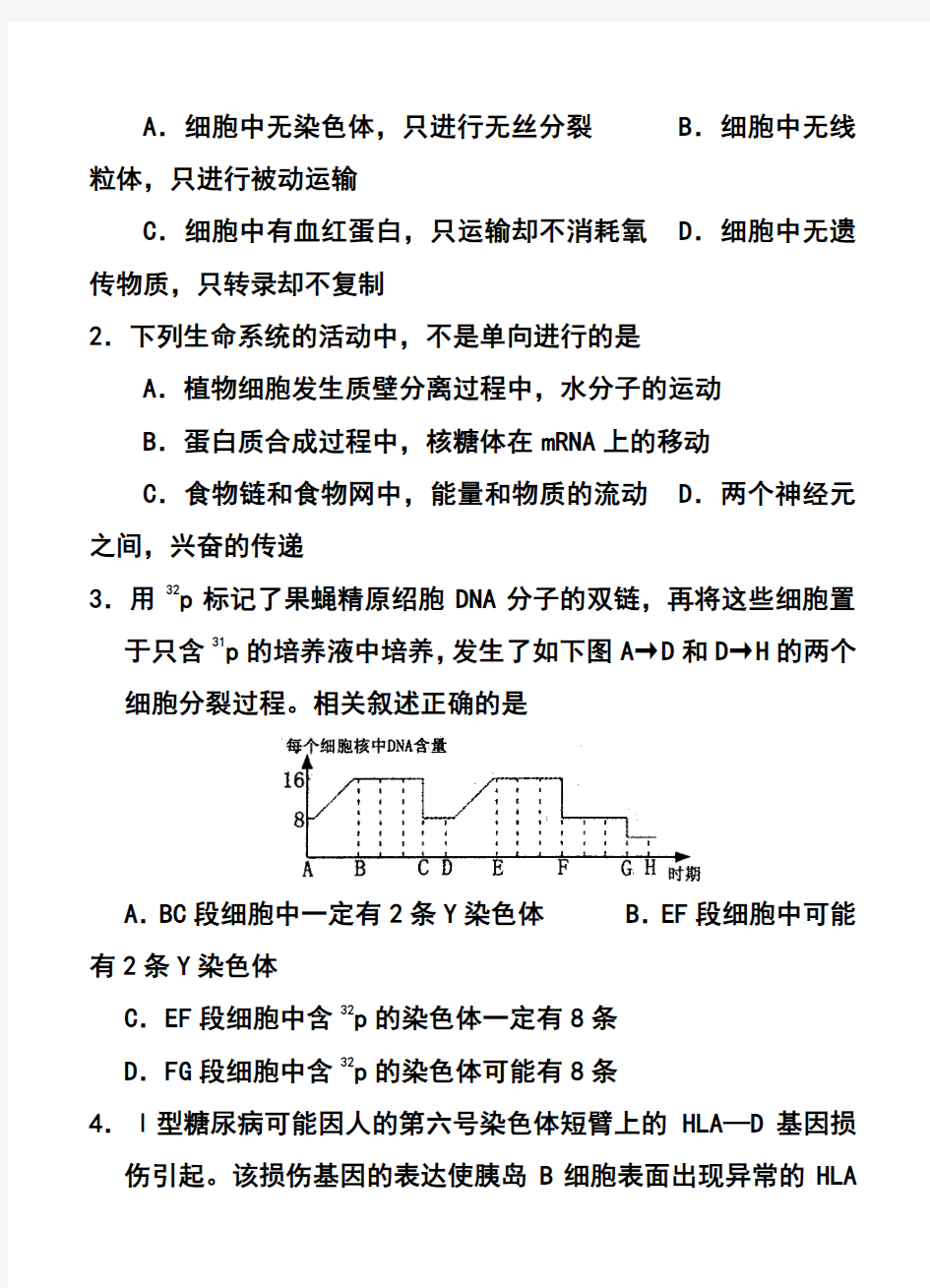 2018届河南省洛阳市高三第二次统一考试理科综合试题及答案
