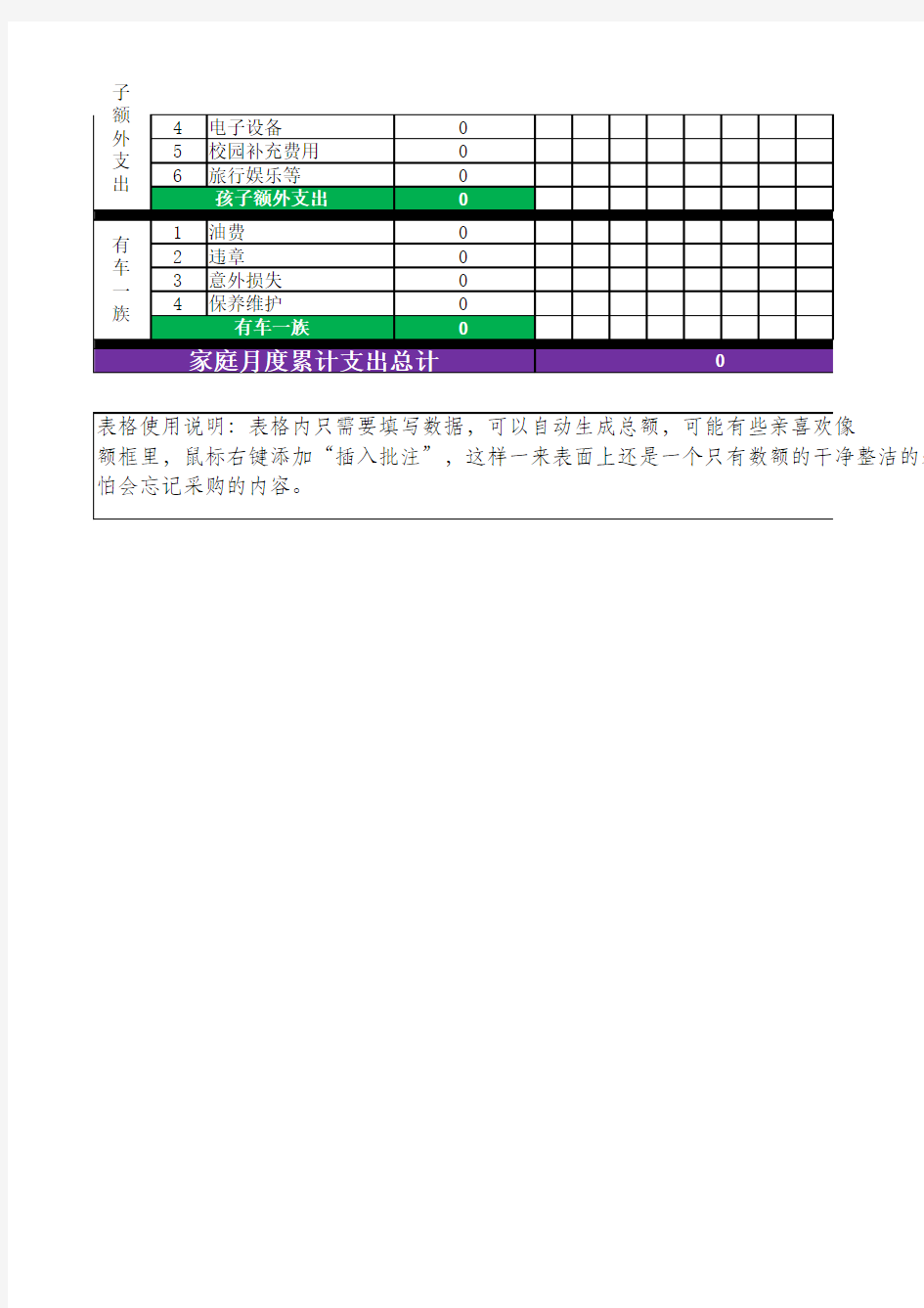 家庭日常开支明细表超实用款.xls