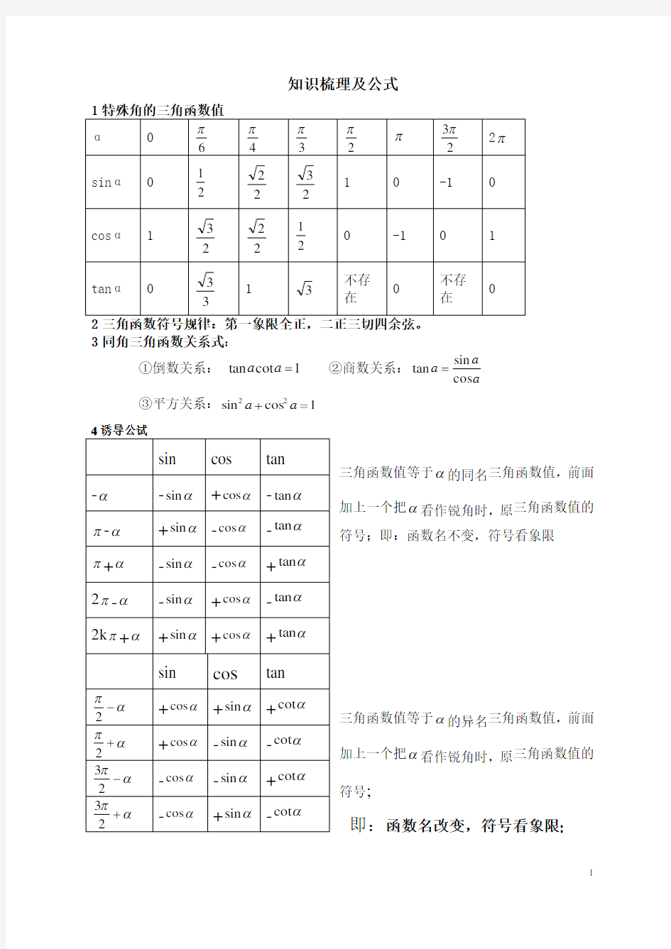 高中数学三角函数复习专题