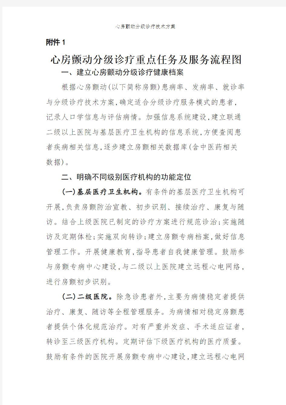 心房颤动分级诊疗技术方案