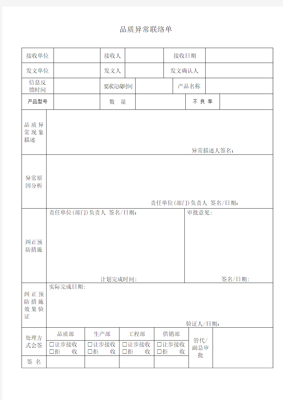 品质异常联络单1模板