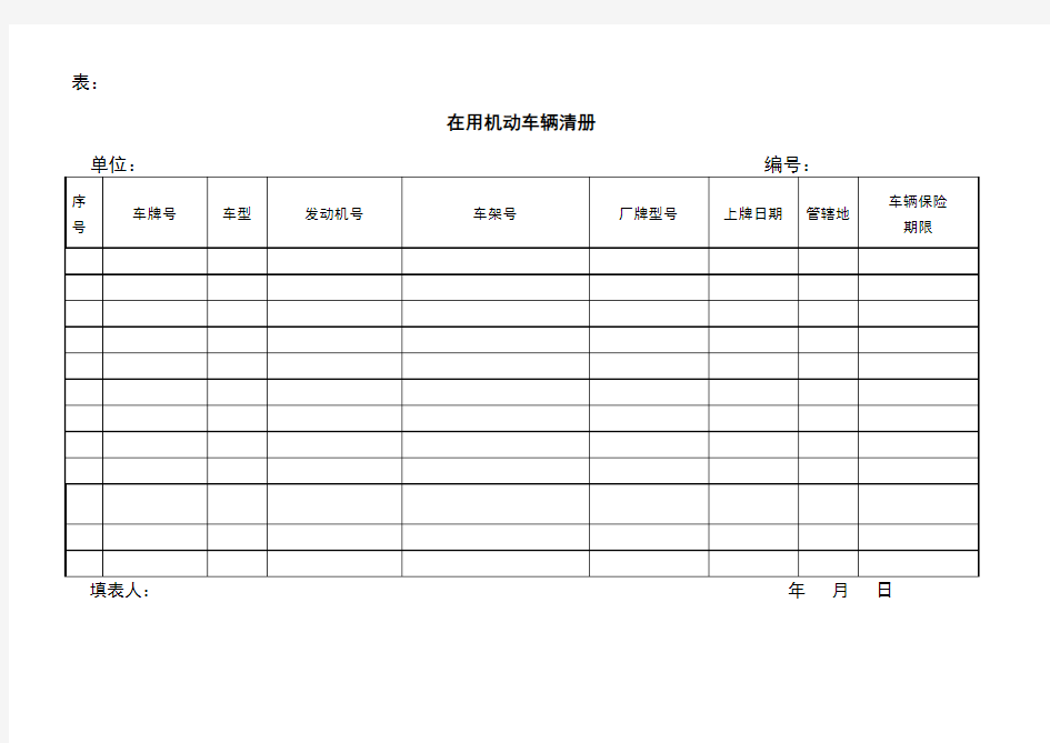 车辆管理台账模板