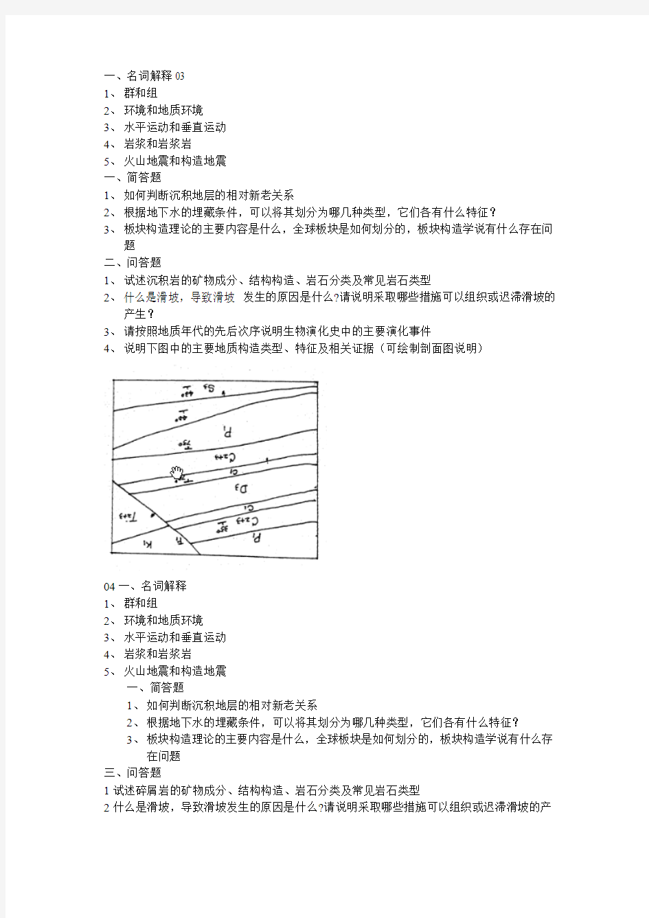 矿大普通地质学考研真题03-11