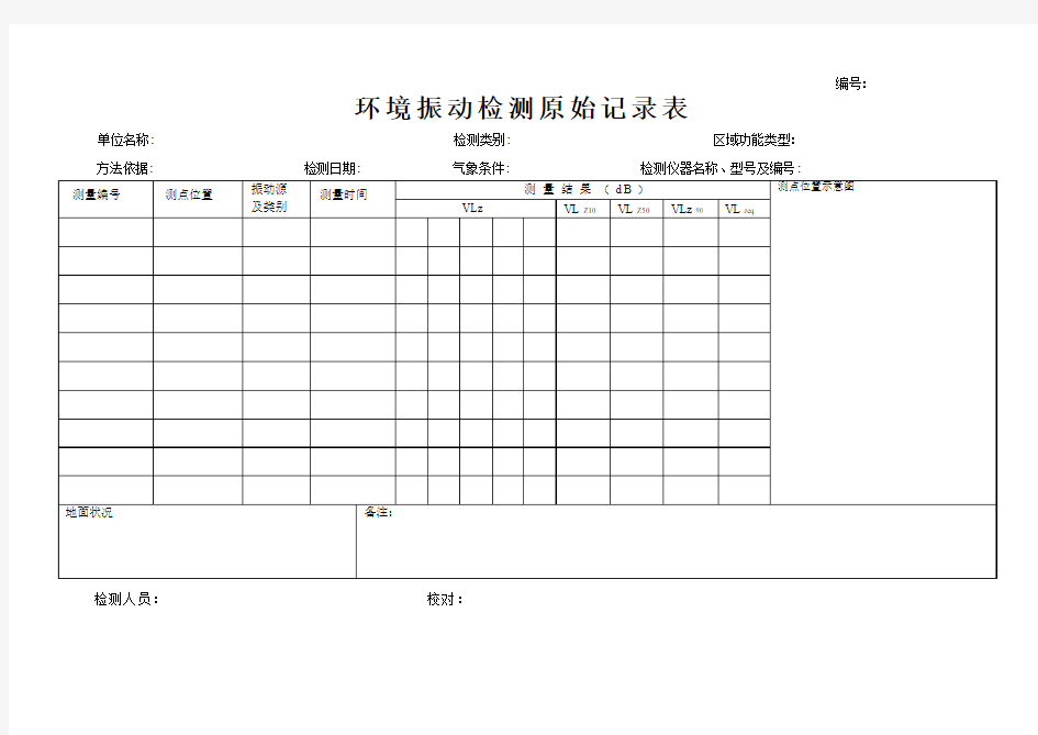 环境振动测量原始记录表