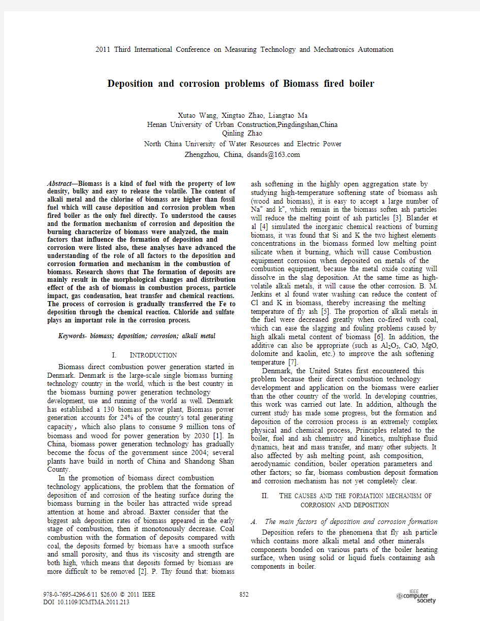 Deposition and corrosion problems of Biomass fired boiler