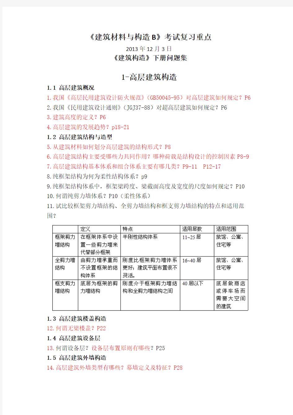 建筑材料与构造B复习重点