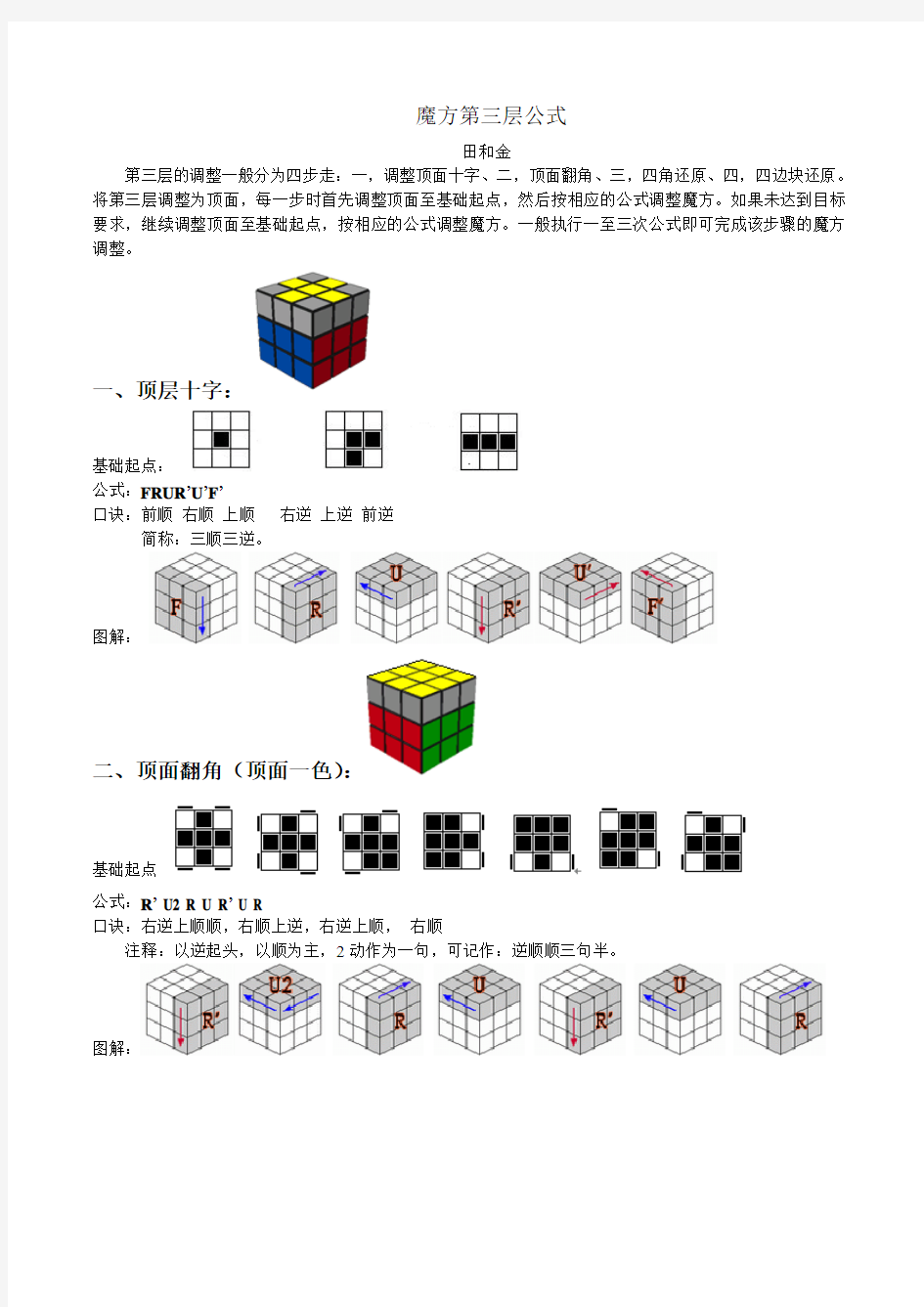 魔方第三层解法