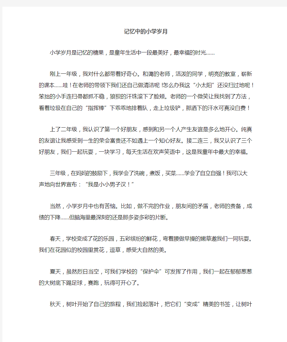 小升初满分作文汇总(三)