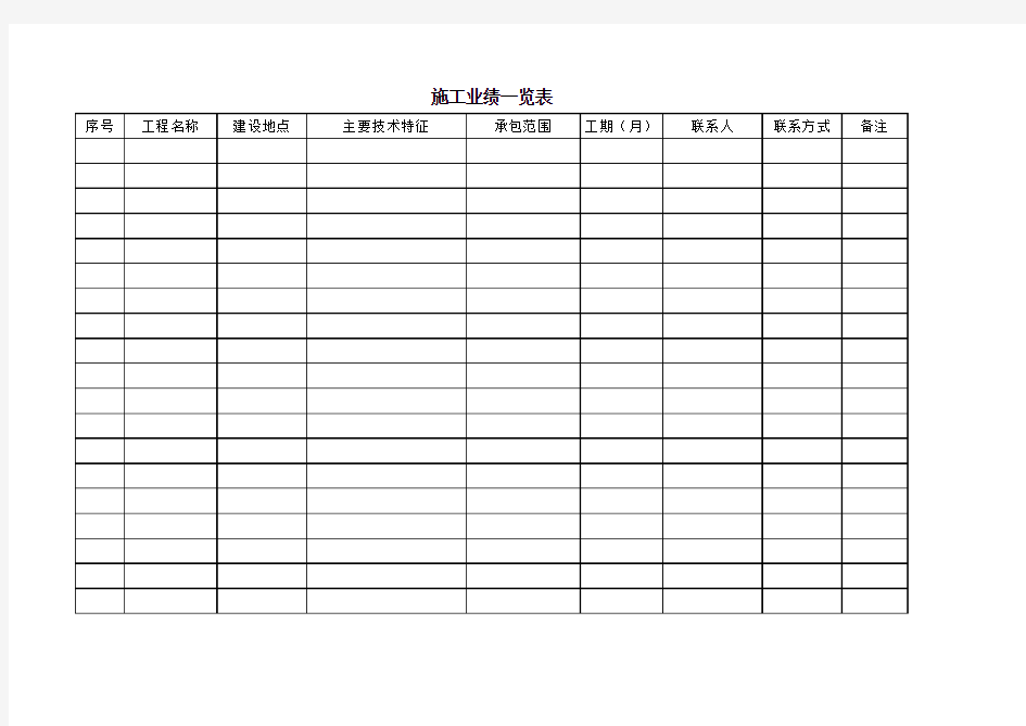 施工业绩表