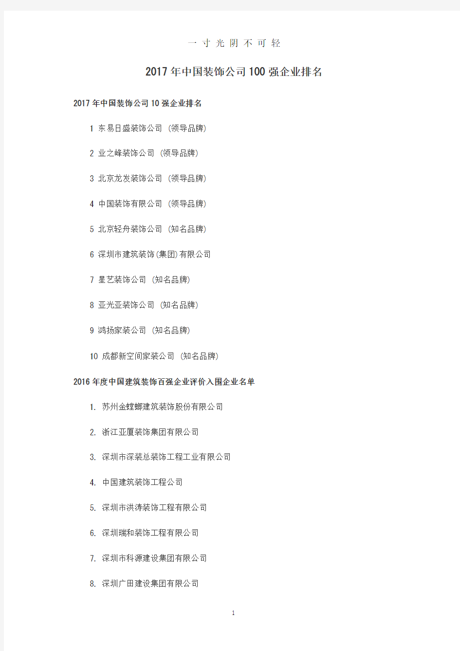 中国装饰公司100强企业排名.pdf