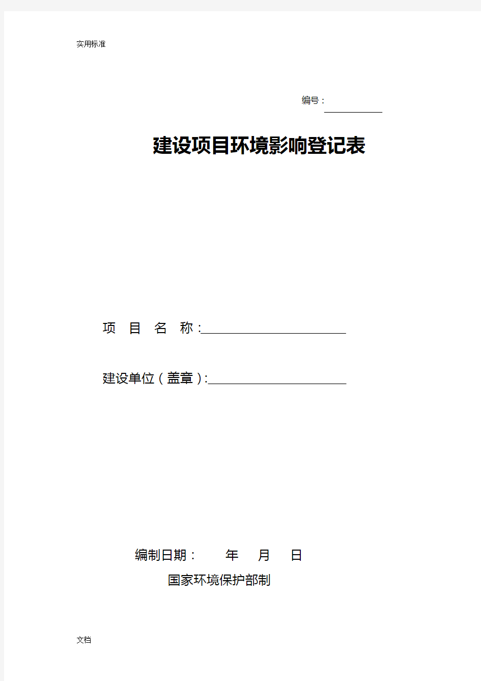 一般项目环境影响登记表实用的模板