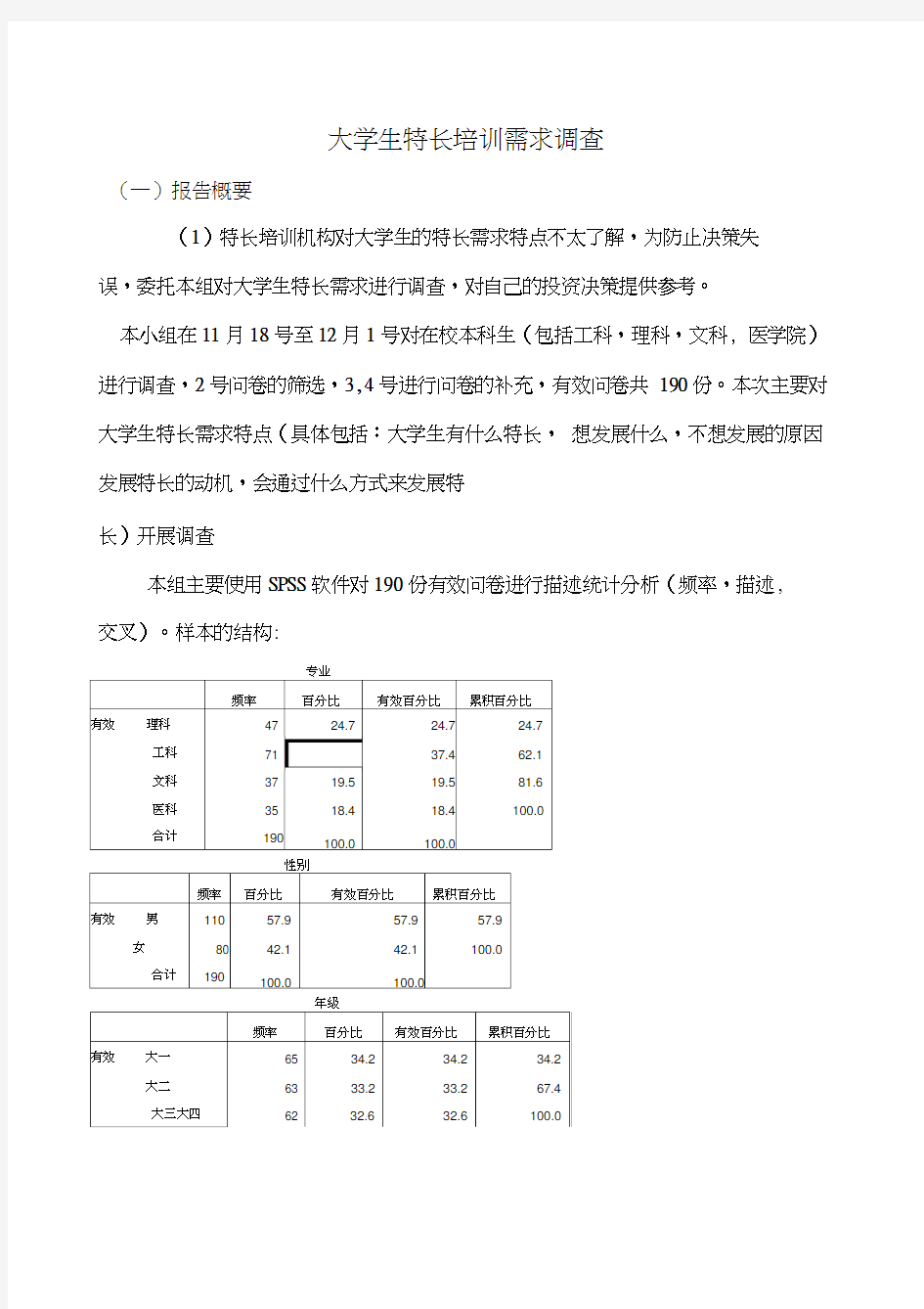 大学生兴趣爱好调查报告