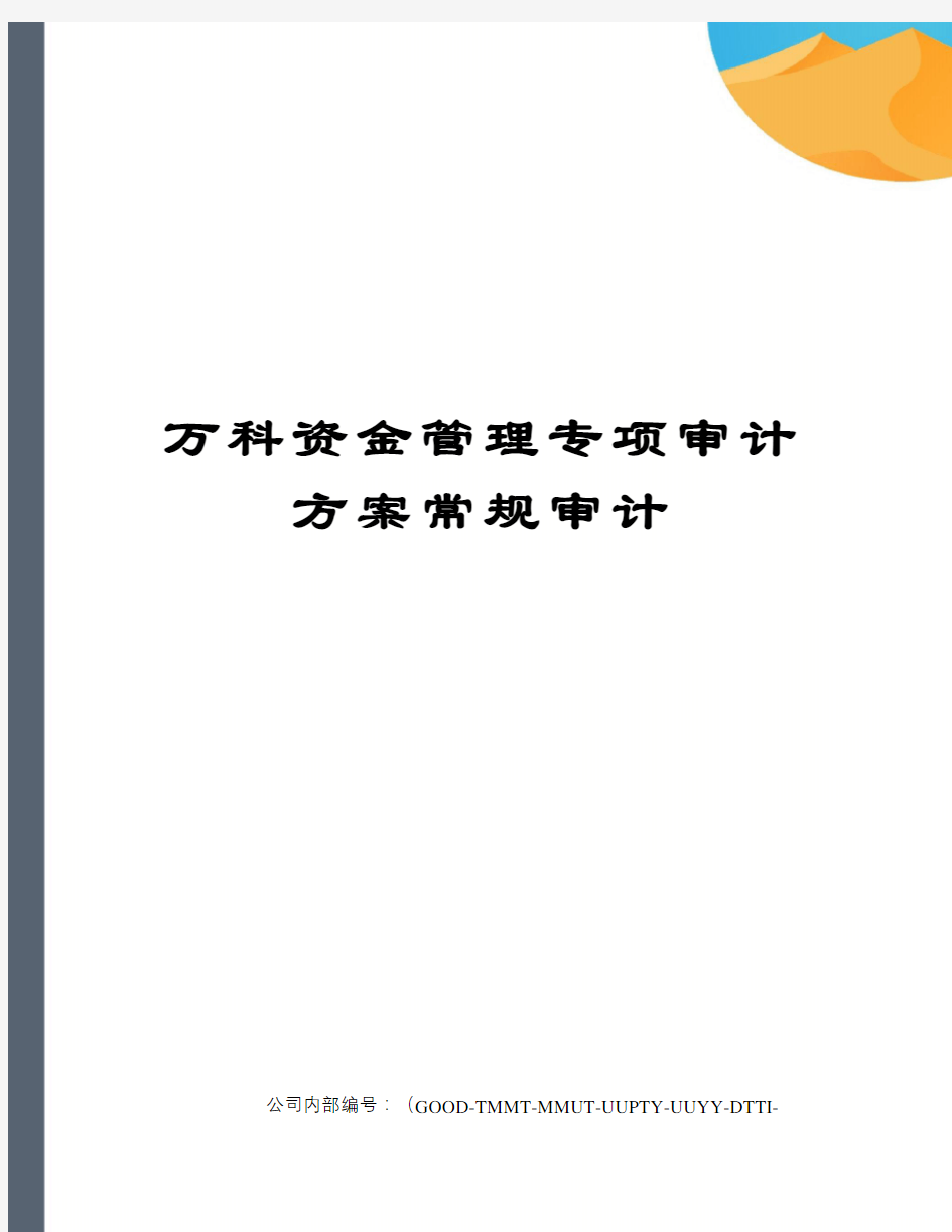 万科资金管理专项审计方案常规审计