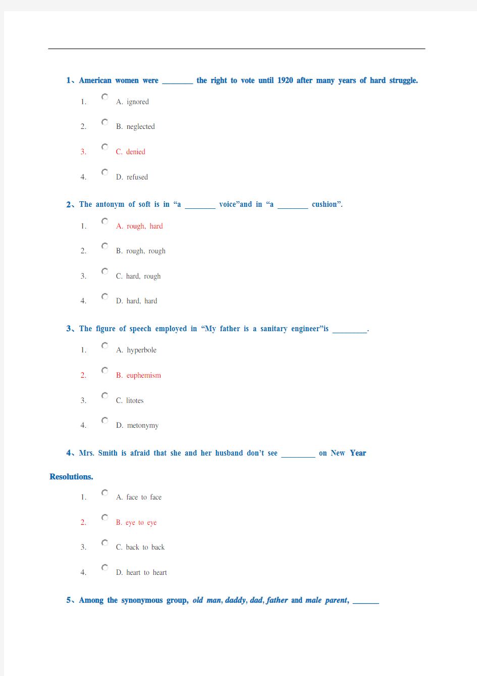 英语词汇学作业答案