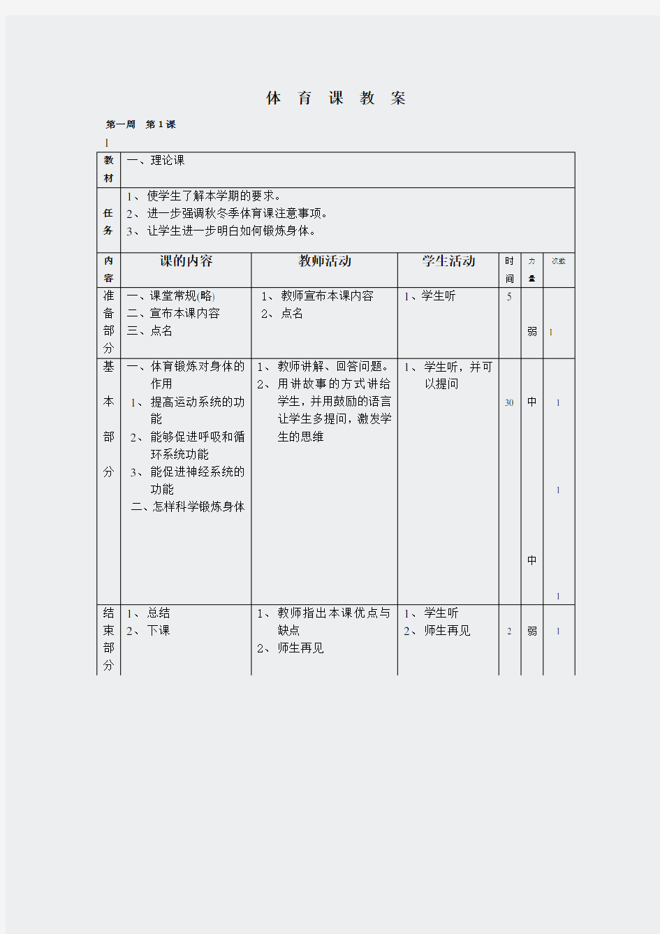 小学体育六年级-下学期体育教案